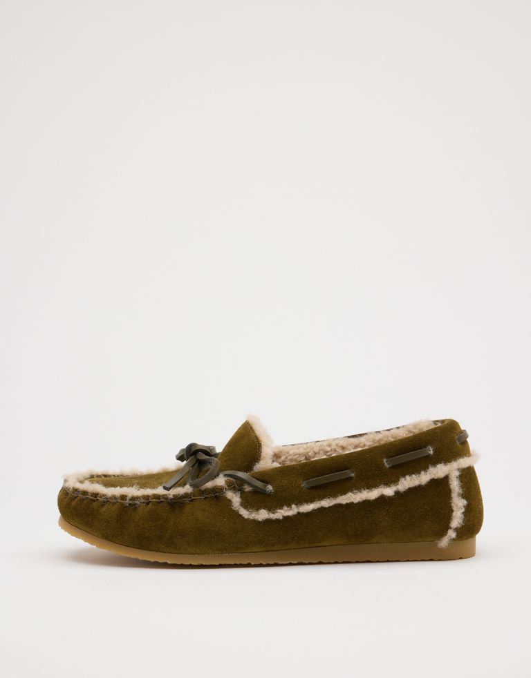 נעלי נשים - Jeffrey Campbell - מוקסינים עם פרווה COMFY - חאקי4