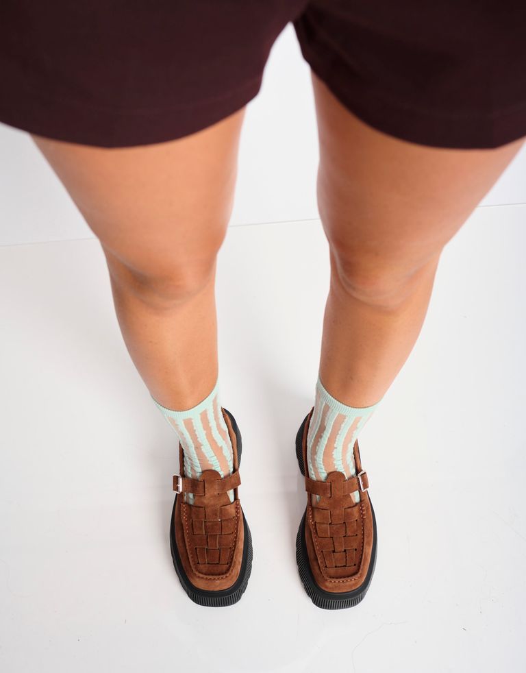 נעלי נשים - Jeffrey Campbell - נעלי פלטפורמה CROSSED זמש - חום3