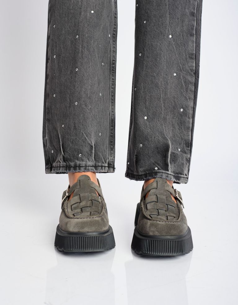 נעלי נשים - Jeffrey Campbell - נעלי פלטפורמה CROSSED זמש - אפור3