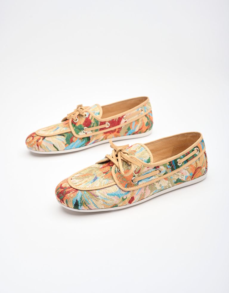 נעלי נשים - Jeffrey Campbell - מוקסינים פרחוניים BOAST - בז'2