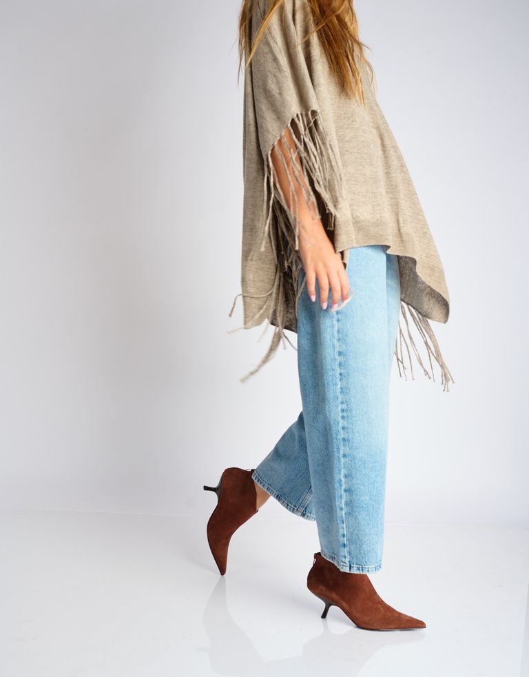 נעלי נשים - Jeffrey Campbell - מגפוני עקב מזמש HOOKED - חום