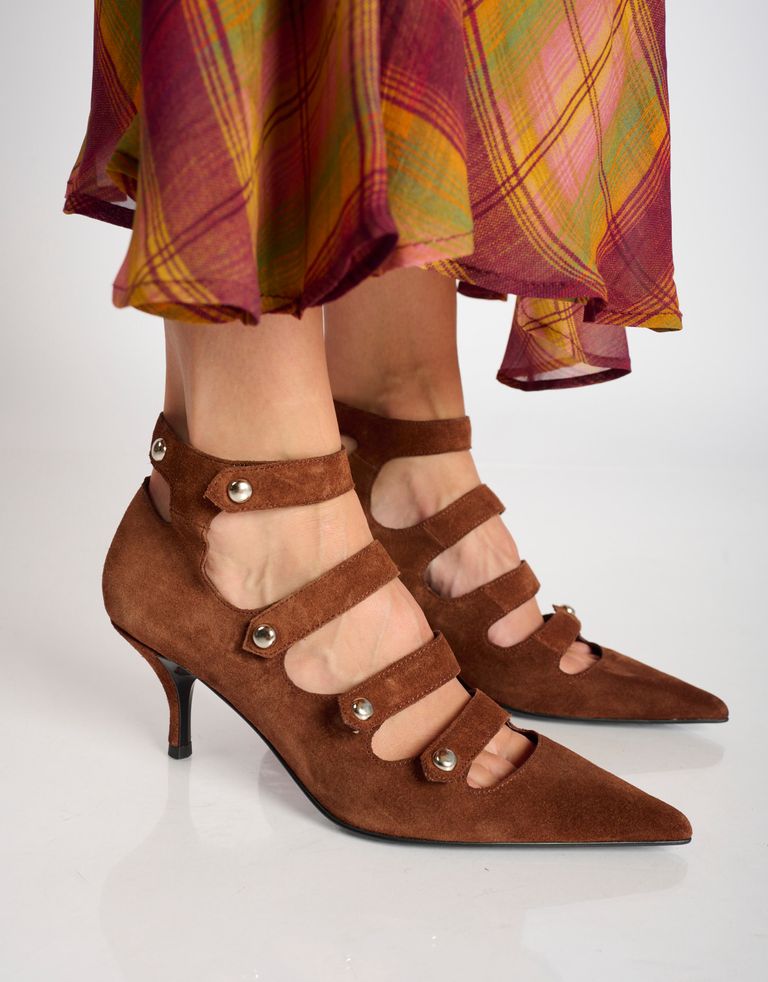 נעלי נשים - Jeffrey Campbell - נעלי עקב מזמש REPORTER - חום3