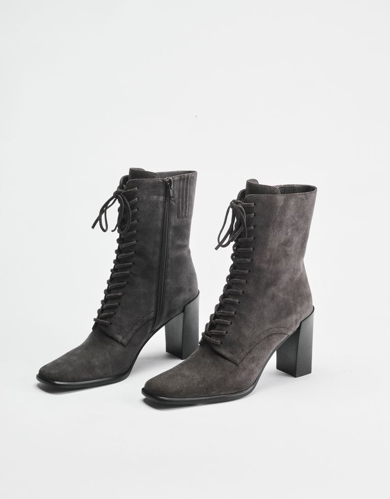 נעלי נשים - Jeffrey Campbell - מגפוני זמש עם שרוכים  SCR - אפור3