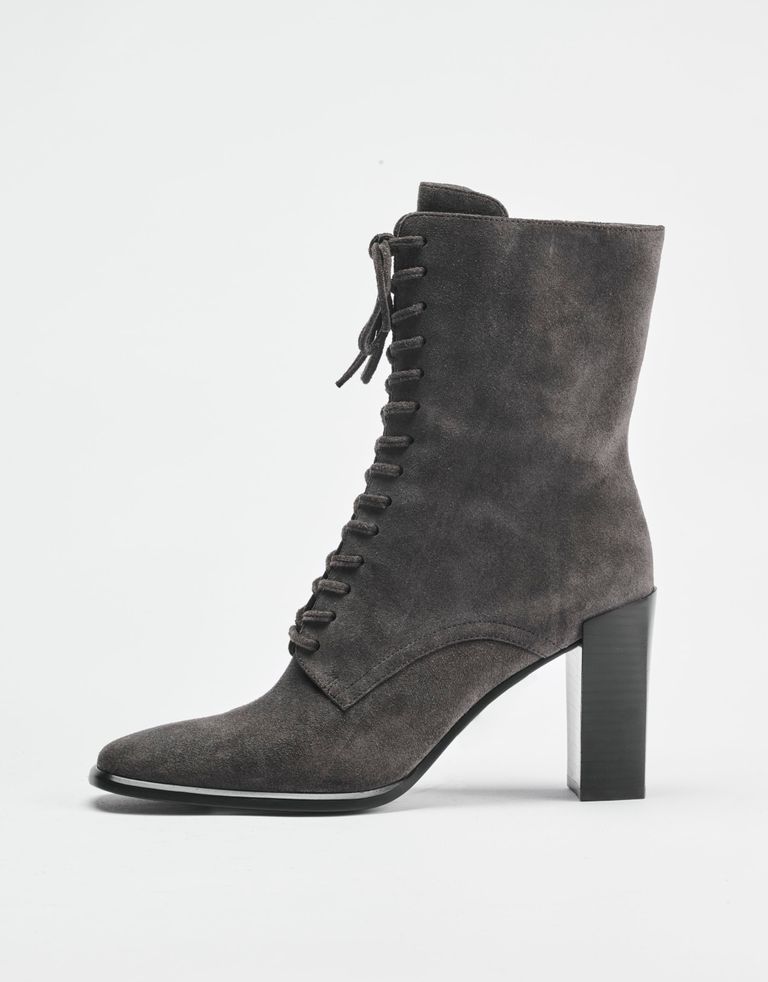 נעלי נשים - Jeffrey Campbell - מגפוני זמש עם שרוכים  SCR - אפור4