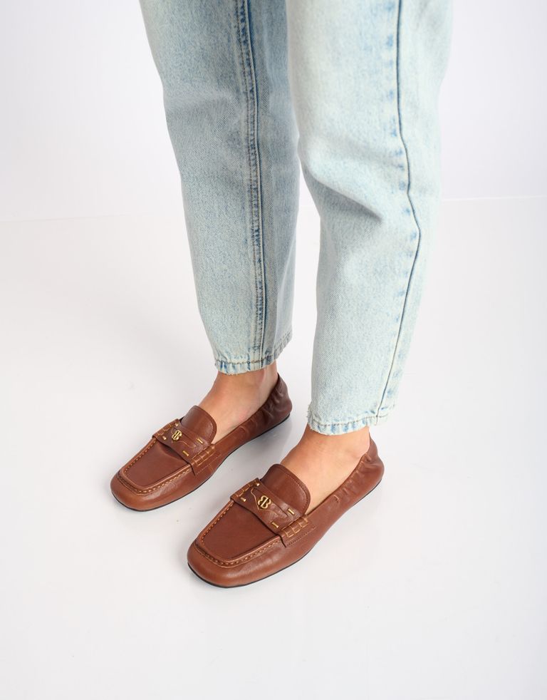 נעלי נשים - Bibi lou - נעלי מוקסין שטוחות DALIA - קוניאק1