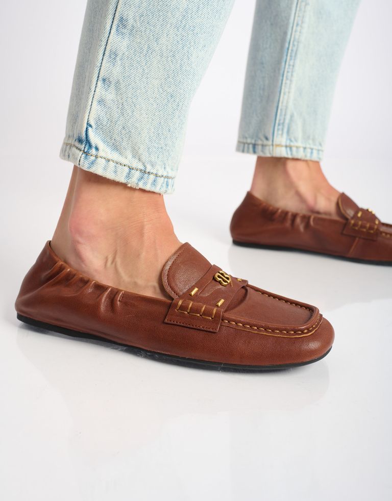 נעלי נשים - Bibi lou - נעלי מוקסין שטוחות DALIA - קוניאק4