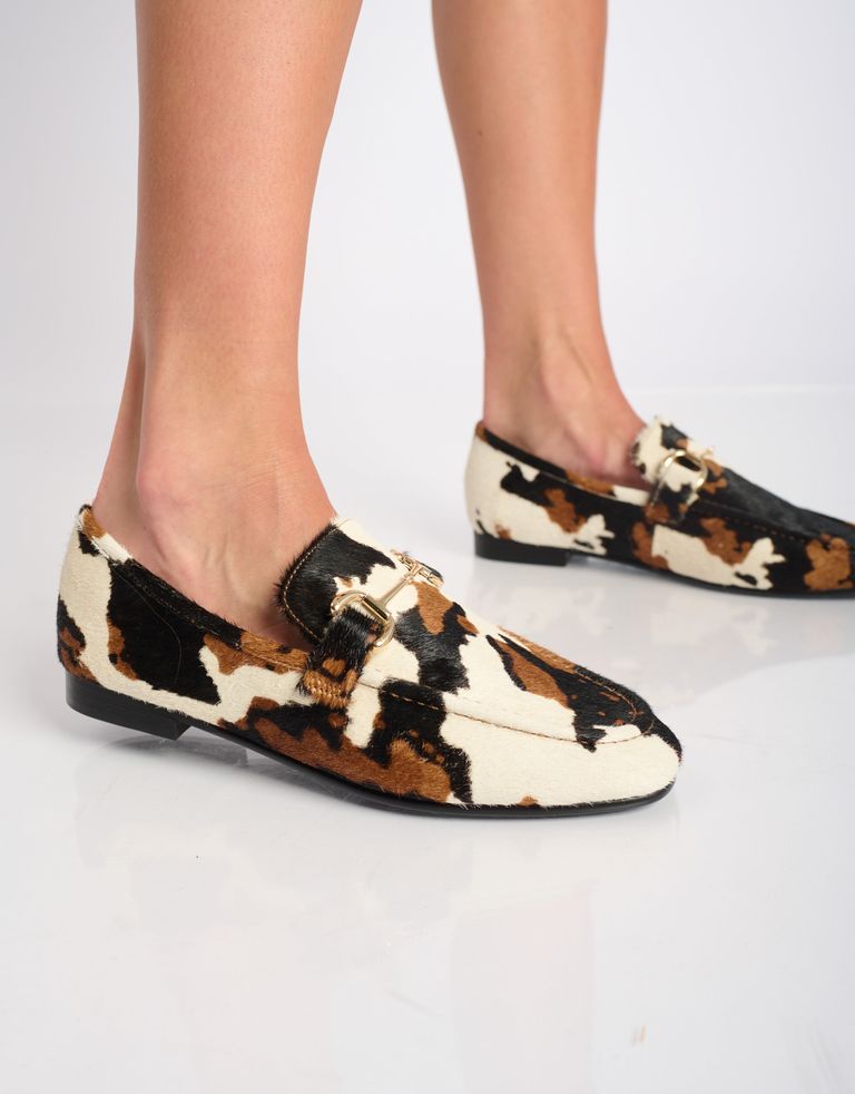 נעלי נשים - Bibi lou - נעלי מוקסין עם הדפס ASHE - לבן   חום3