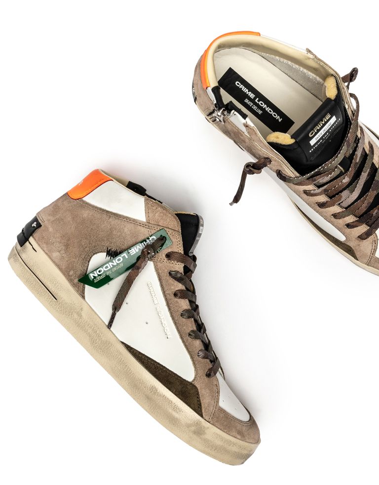 נעלי גברים - Crime London - סניקרס ALBIE גבוהות - לבן   חום2