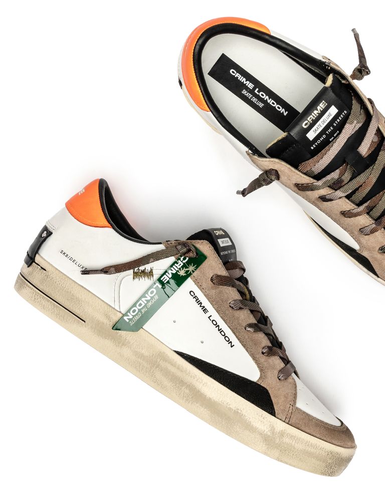 נעלי גברים - Crime London - סניקרס ALBIE - לבן   כתום3