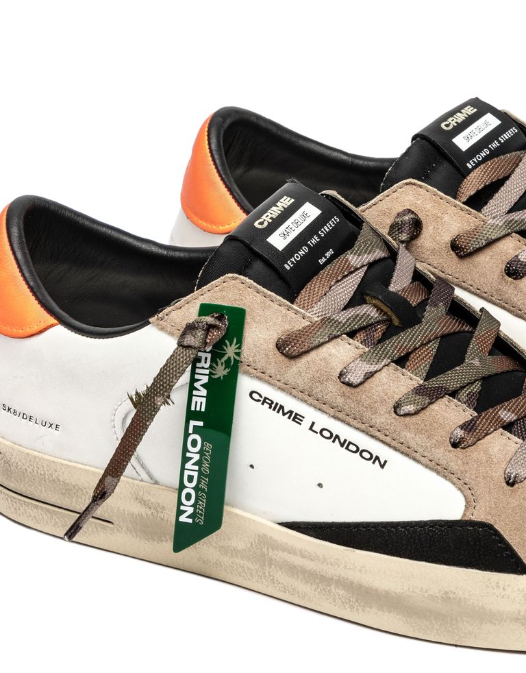 נעלי גברים - Crime London - סניקרס ALBIE - לבן   כתום4