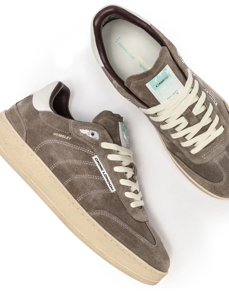 נעלי גברים - Crime London - סניקרס זמש OZZY - אפור חום3