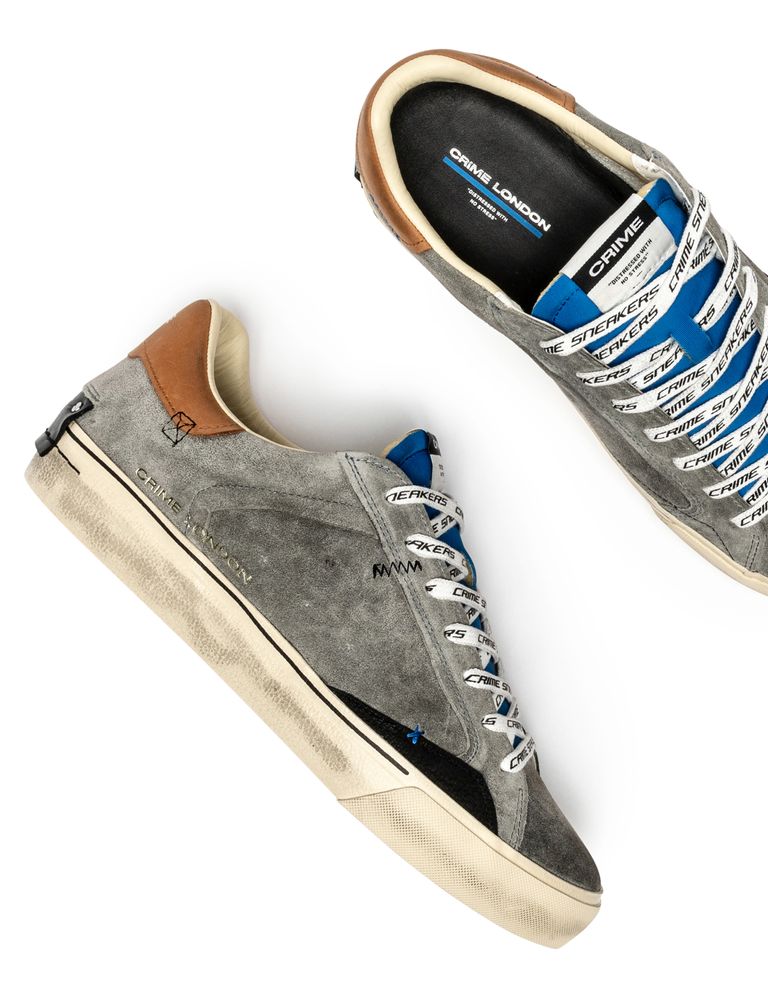 נעלי גברים - Crime London - סניקרס זמש BONO - אפור3