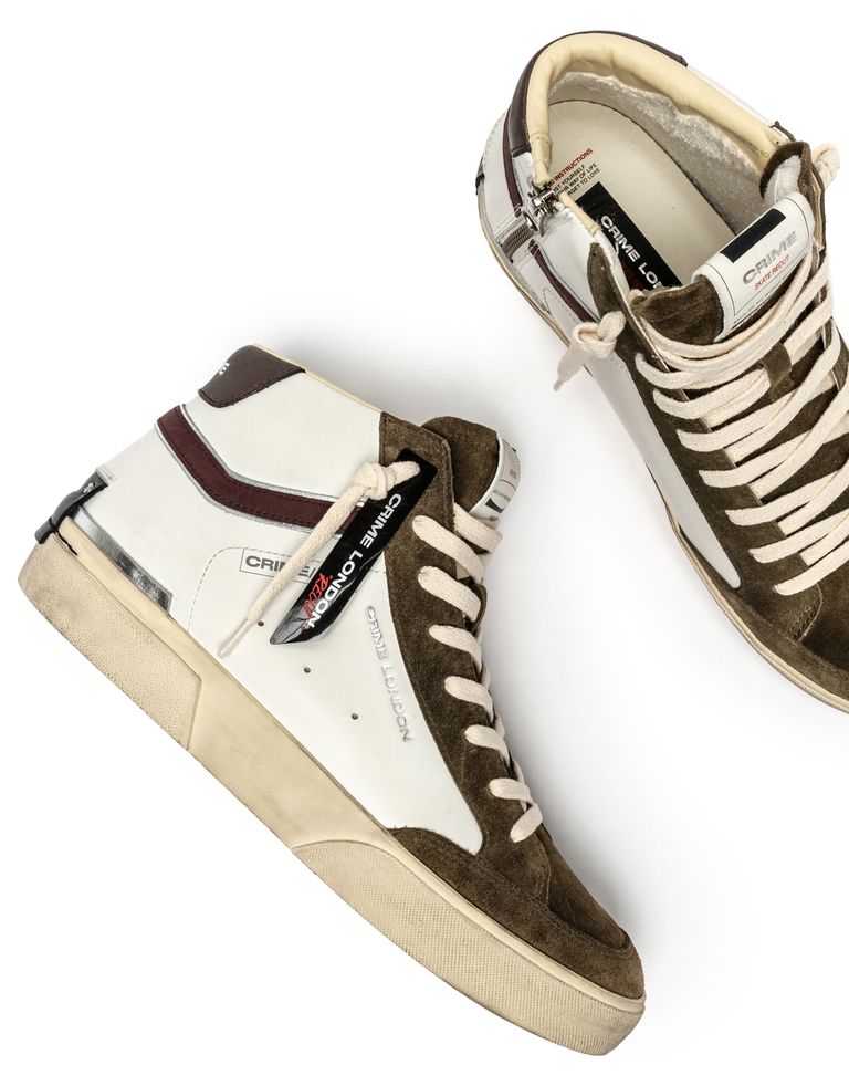 נעלי גברים - Crime London - סניקרס גבוהות JONAS - חאקי   לבן3