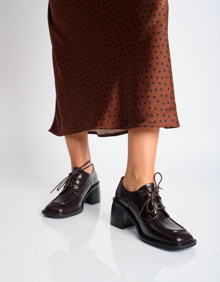 נעלי נשים - Jeffrey Campbell - נעלי עור עם עקב DEMITRI - חום כהה3