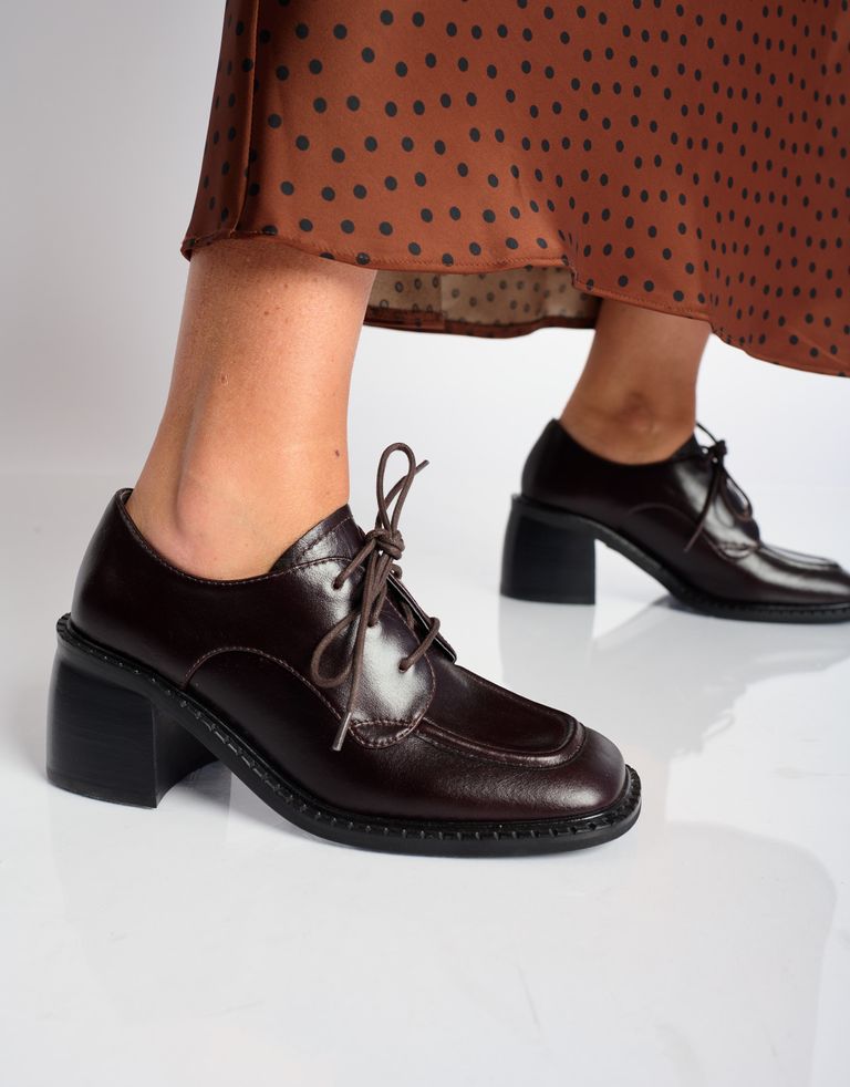 נעלי נשים - Jeffrey Campbell - נעלי עור עם עקב DEMITRI - חום כהה4