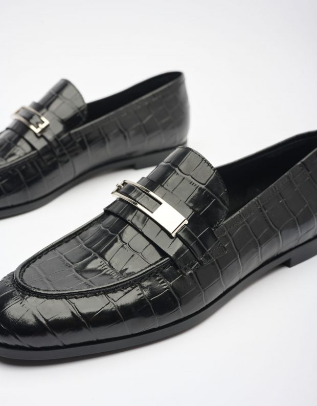 נעלי נשים - Jeffrey Campbell - מוקסינים LOAFED  קרוקו - שחור