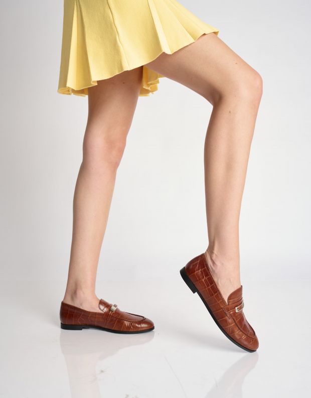 נעלי נשים - Jeffrey Campbell - מוקסינים LOAFED  קרוקו - חום