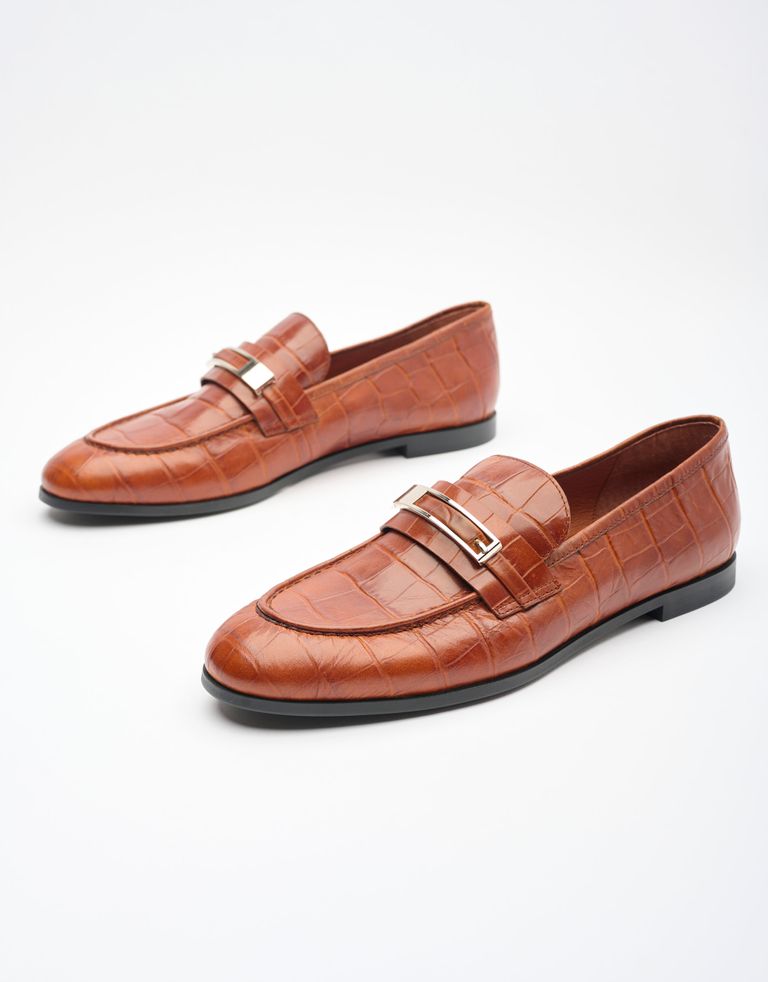 נעלי נשים - Jeffrey Campbell - מוקסינים LOAFED  קרוקו - חום2