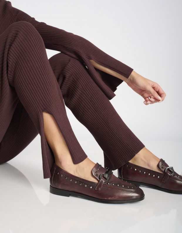 נעלי נשים - Mjus - מוקסינים VOLTERRA  ניטים - בורדו