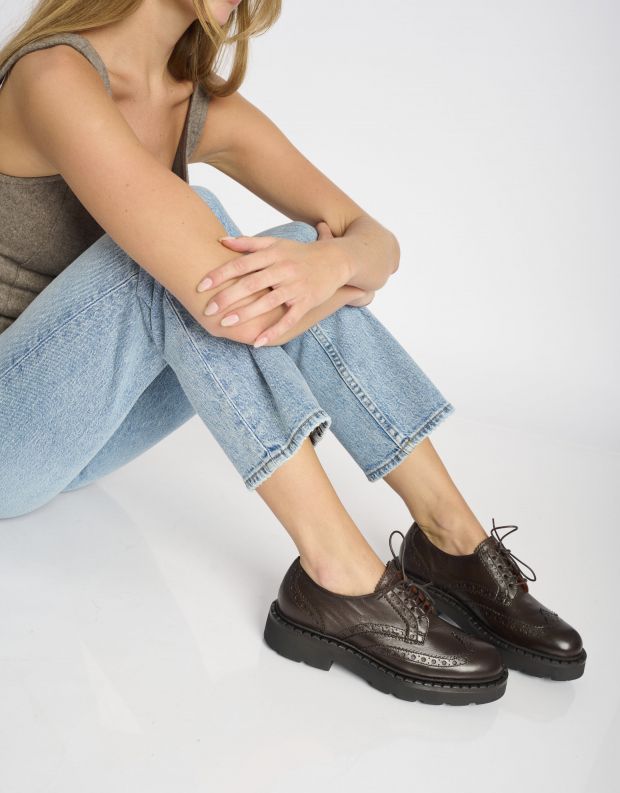 נעלי נשים - Mjus - נעליים עם שרוכים REBECCA - חום כהה