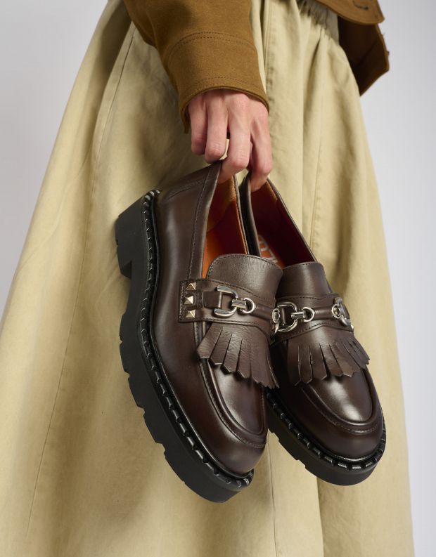 נעלי נשים - Mjus - נעלי מוקסין REBECCA - חום כהה