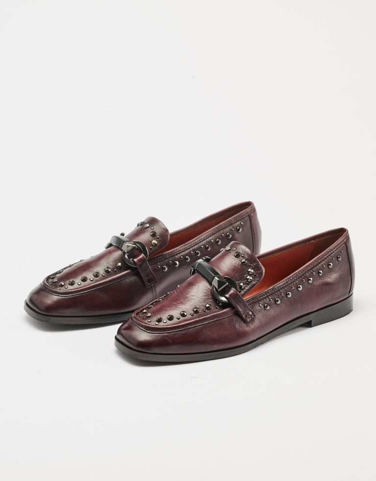 נעלי נשים - Mjus - מוקסינים VOLTERRA  ניטים - בורדו4