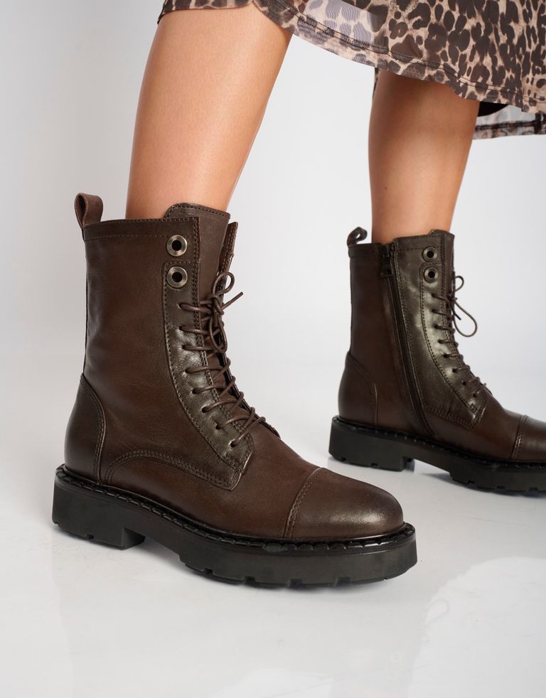 נעלי נשים - Mjus - מגפונים עם שרוכים REBECCA - חום3