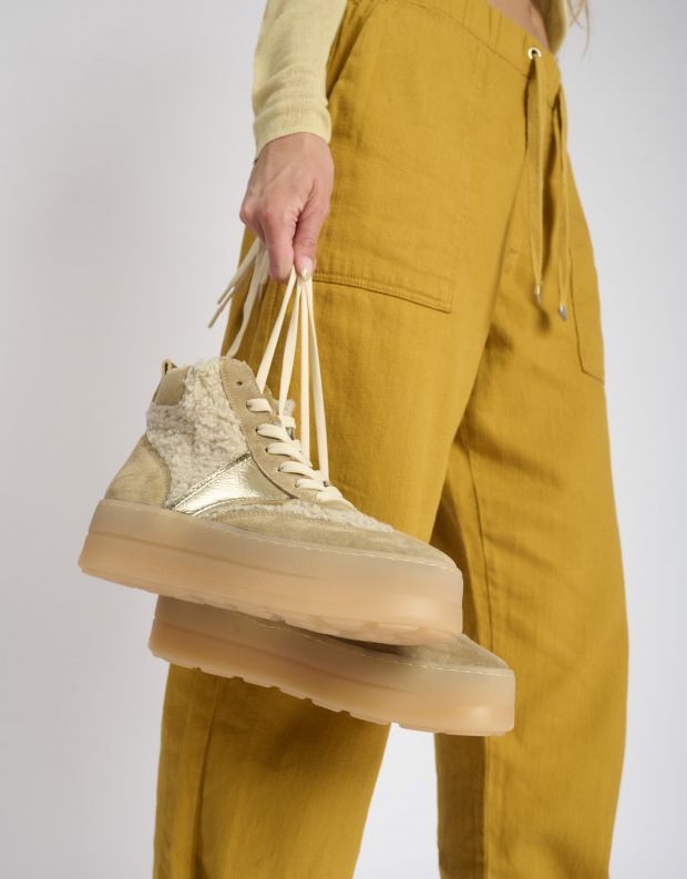 נעלי נשים - Mjus - סניקרס טדי גבוהות LURDES - בז'