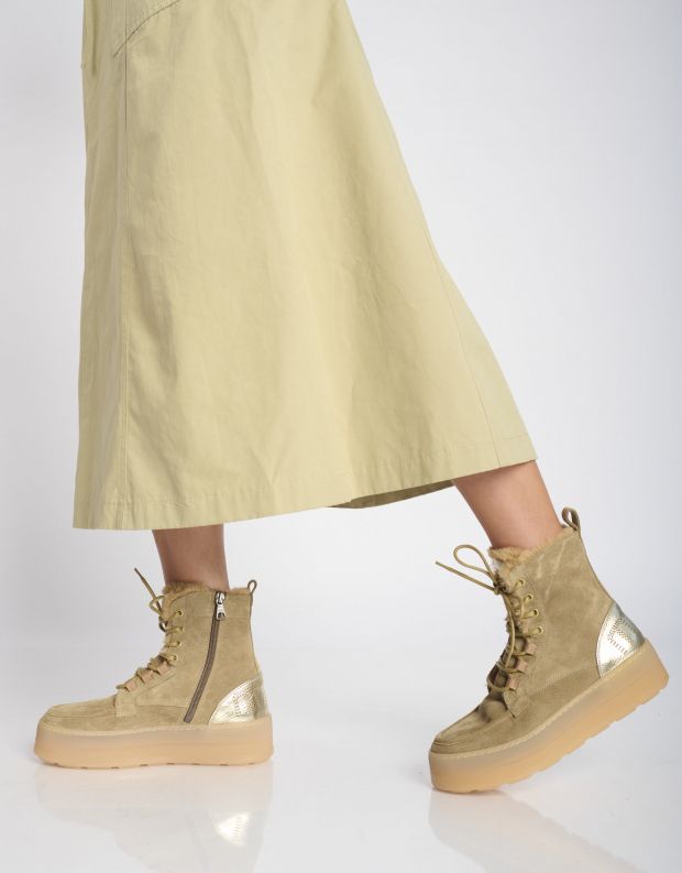 נעלי נשים - Mjus - סניקרס זמש גבוהות LURDES - בז'