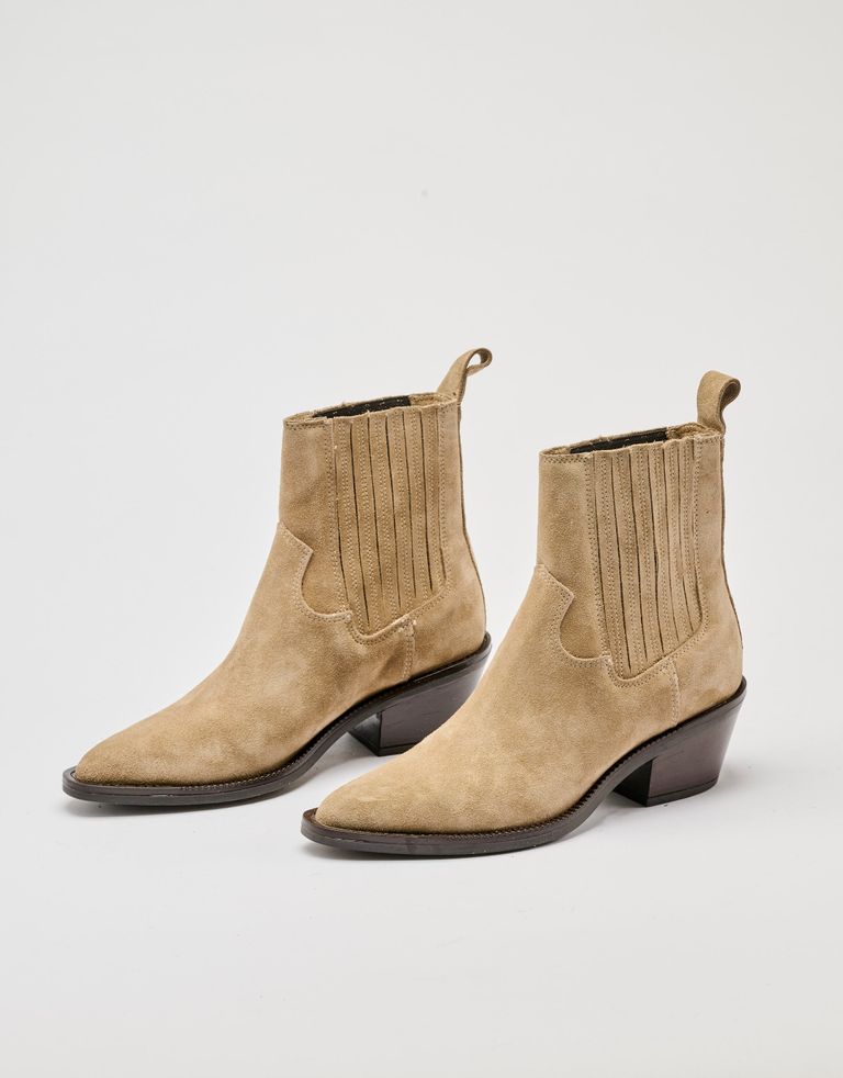 נעלי נשים - Mjus - מגפוני זמש TERESA - בז'2