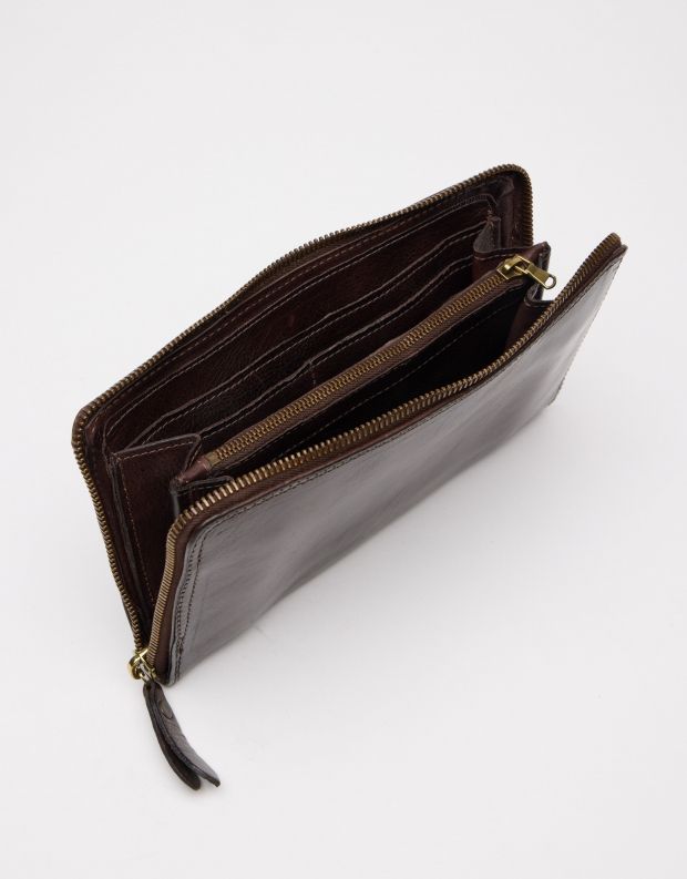 A.S. 98 - ארנק עור מלבני גדול - חום כהה