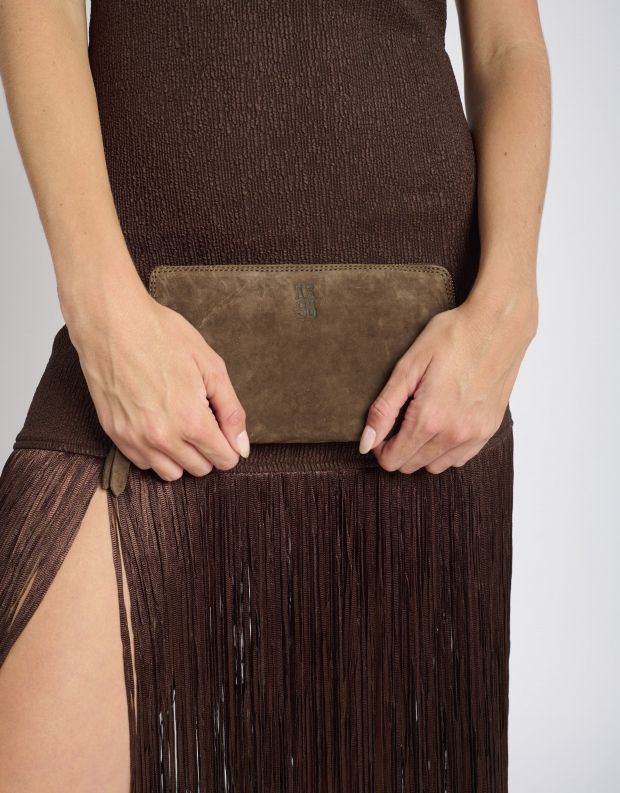 נעלי נשים - A.S. 98 - ארנק זמש מלבני גדול - חום כהה