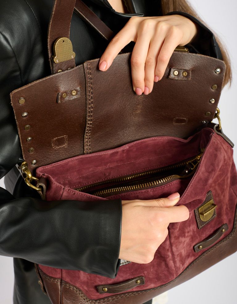 A.S. 98 - תיק עור וזמש שתי רצועות - בורדו2