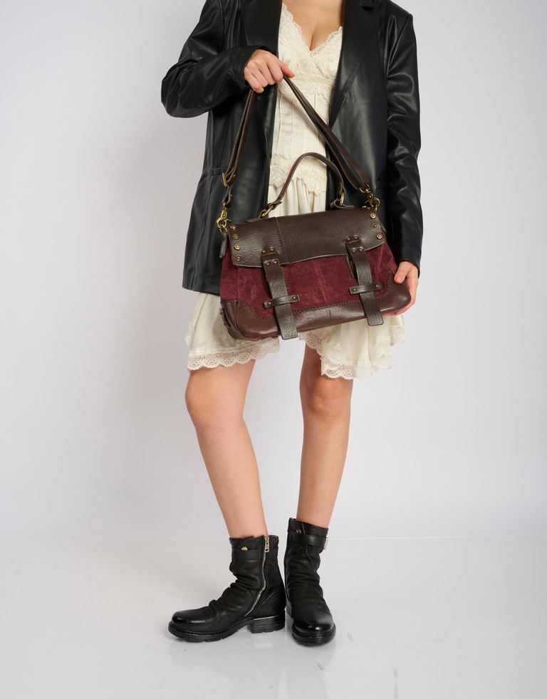 A.S. 98 - תיק עור וזמש שתי רצועות - בורדו3