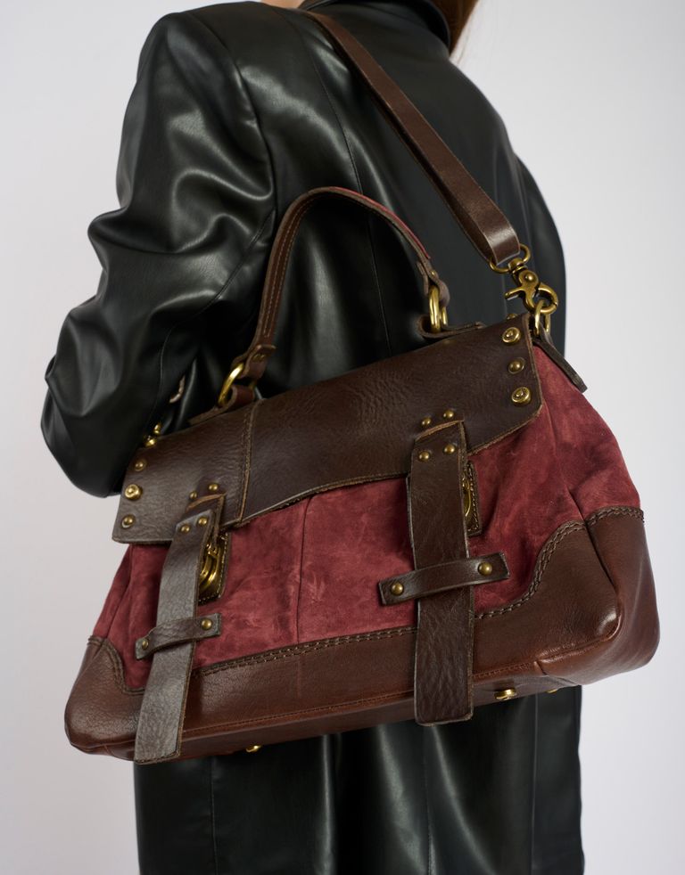 A.S. 98 - תיק עור וזמש שתי רצועות - בורדו4