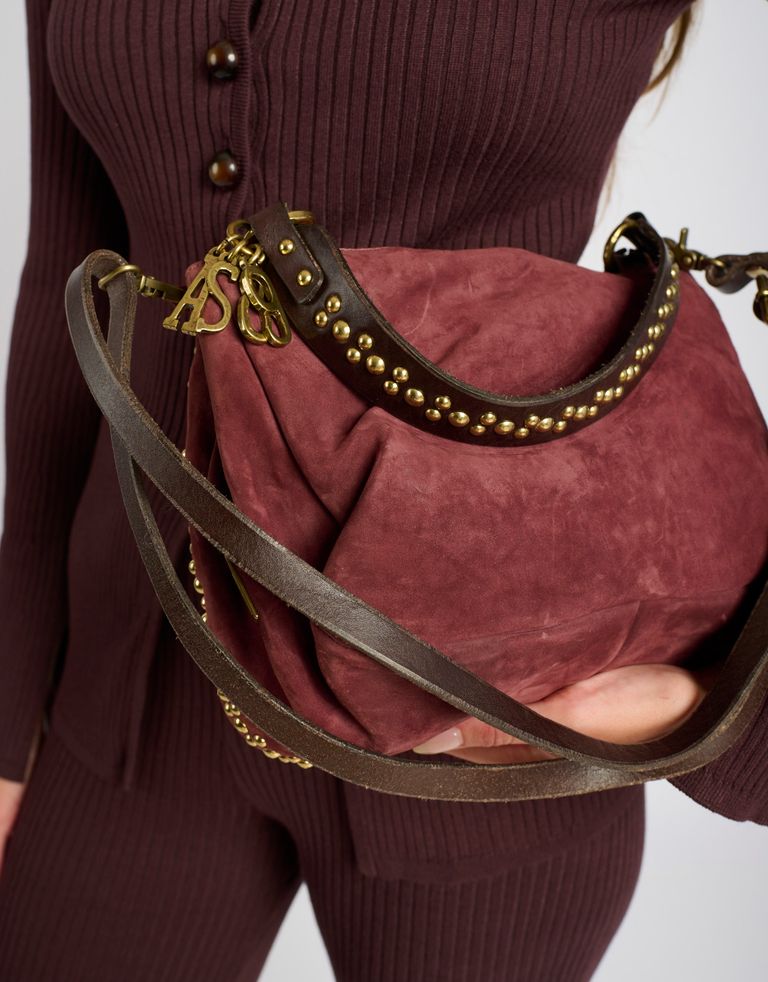 נעלי נשים - A.S. 98 - תיק  זמש קטן שרשרת - בורדו2