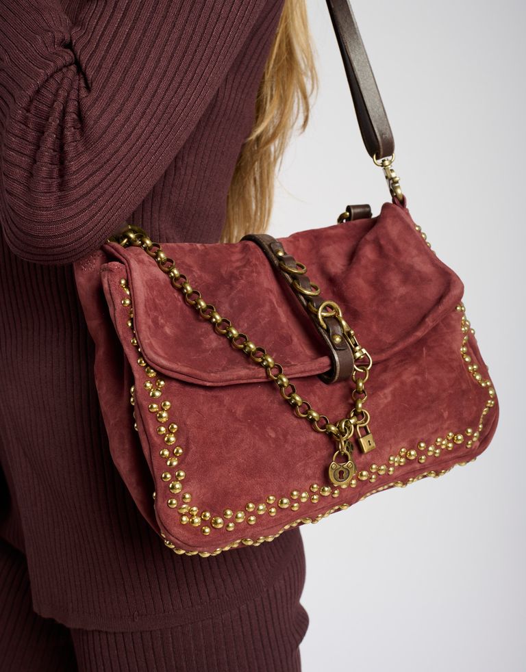 נעלי נשים - A.S. 98 - תיק  זמש קטן שרשרת - בורדו3