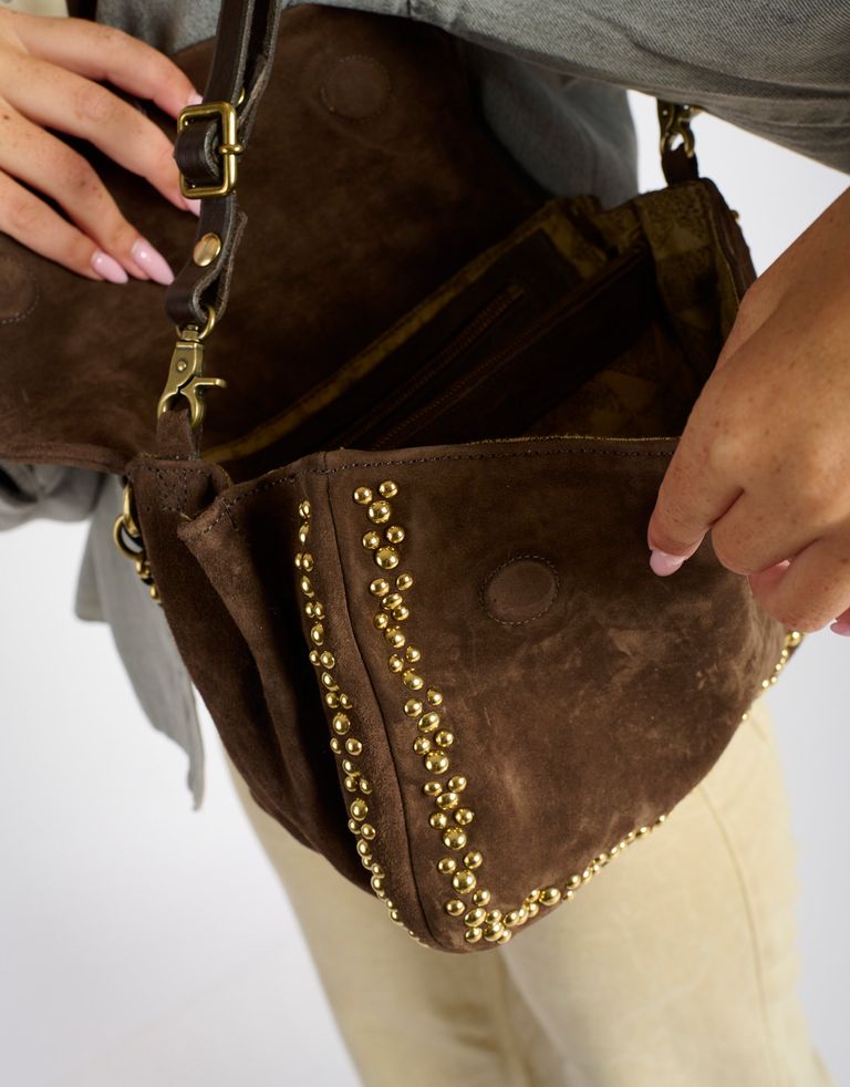 נעלי נשים - A.S. 98 - תיק  זמש קטן שרשרת - חום כהה3