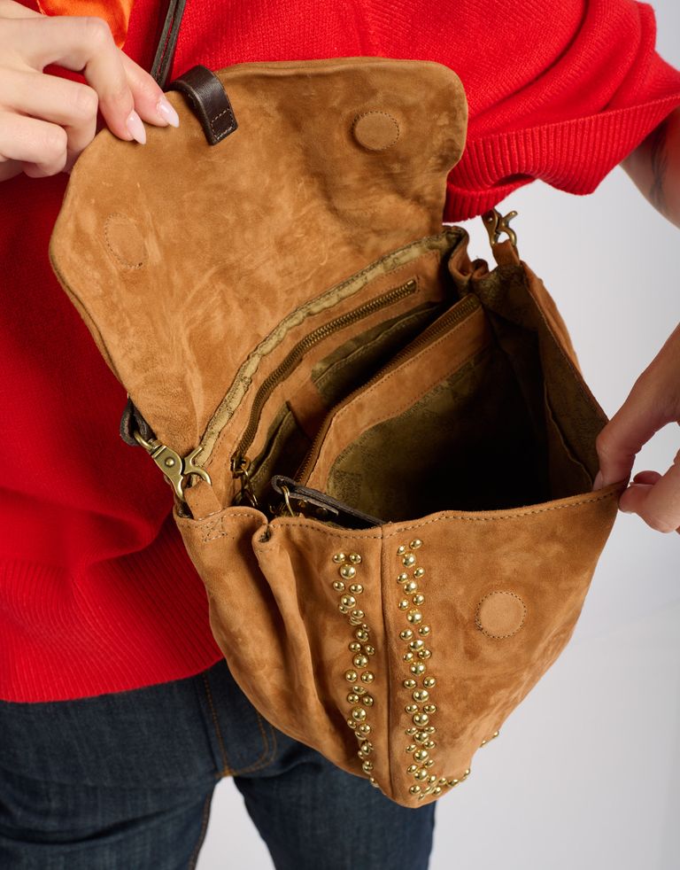 נעלי נשים - A.S. 98 - תיק  זמש קטן שרשרת - קאמל4