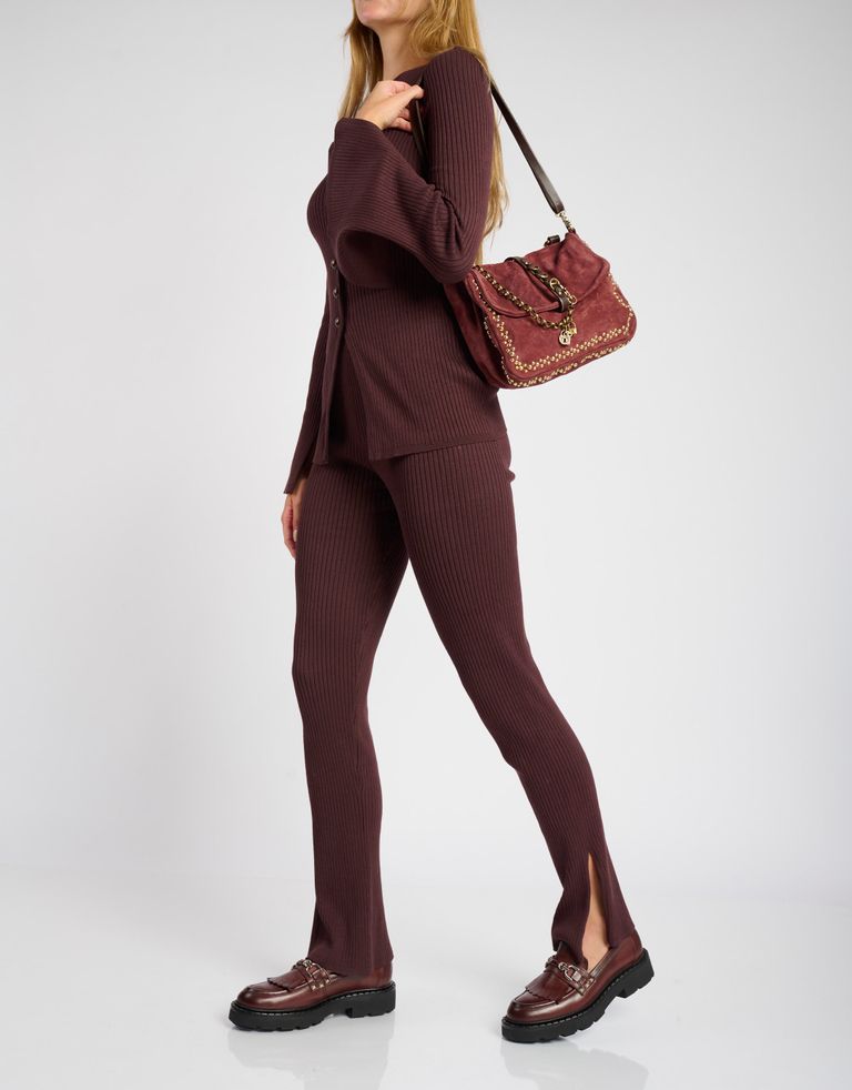 נעלי נשים - A.S. 98 - תיק  זמש קטן שרשרת - בורדו4