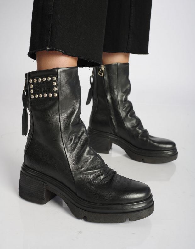 נעלי נשים - A.S. 98 - מגפיים עם ניטים EASY - שחור