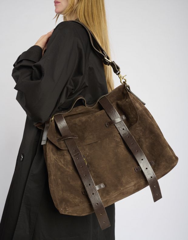 נעלי נשים - A.S. 98 - תיק צד מזמש  CAMILLA - חום כהה