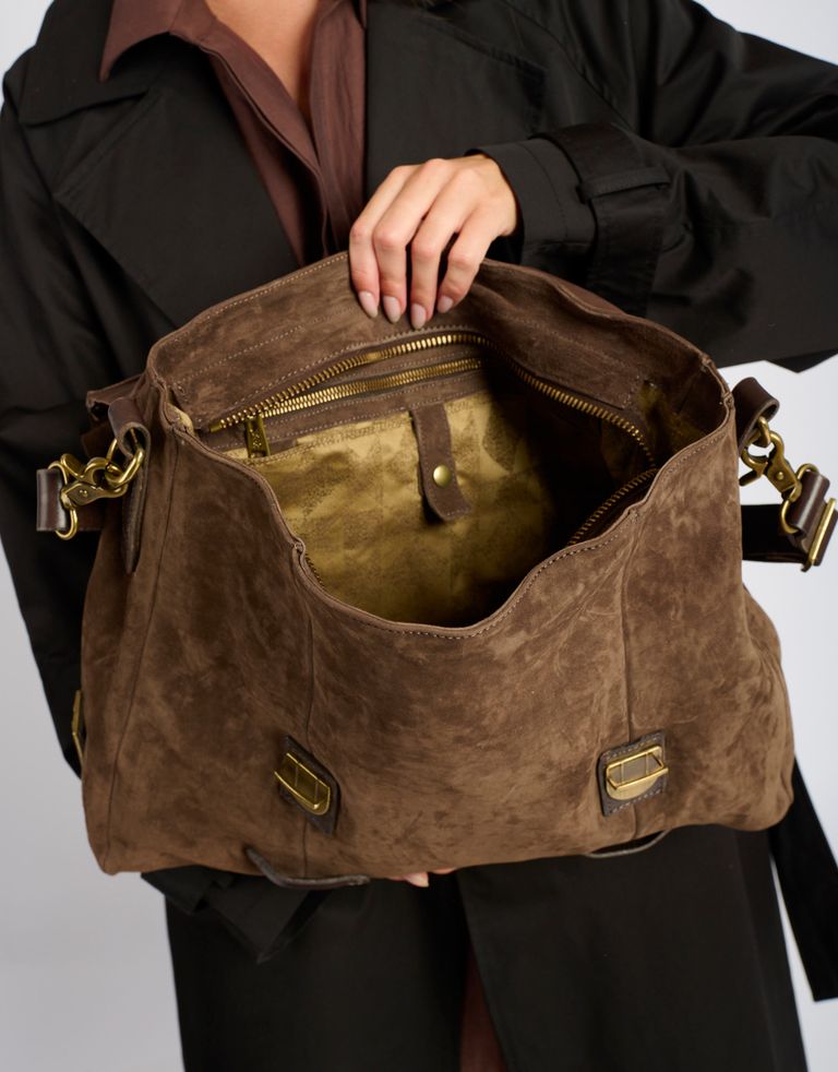 נעלי נשים - A.S. 98 - תיק צד מזמש  CAMILLA - חום כהה3