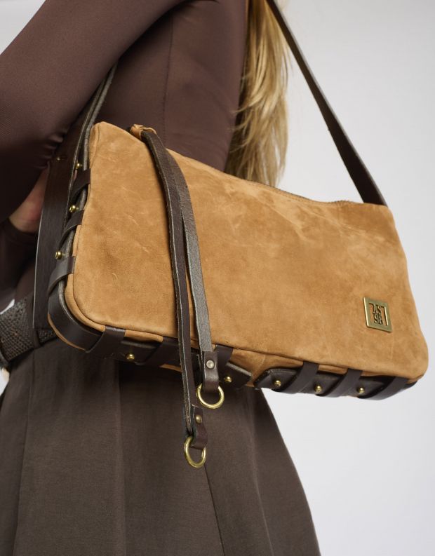 נעלי נשים - A.S. 98 - תיק צד מזמש DONNA - חום בהיר