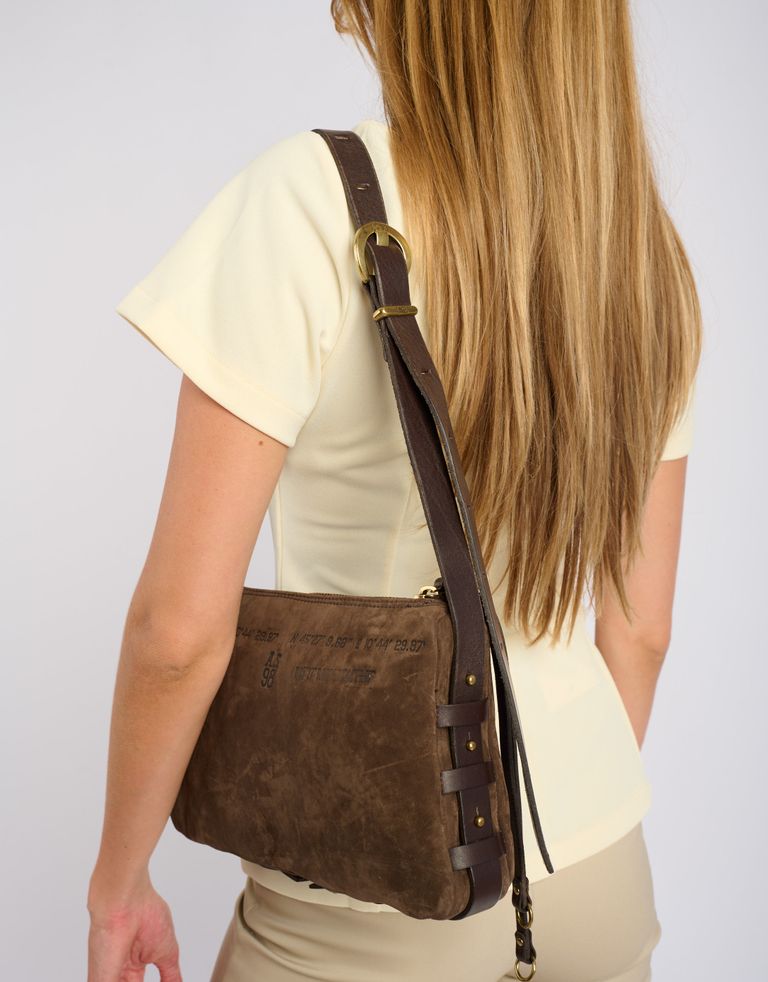 נעלי נשים - A.S. 98 - תיק צד מזמש DONNA - חום כהה3