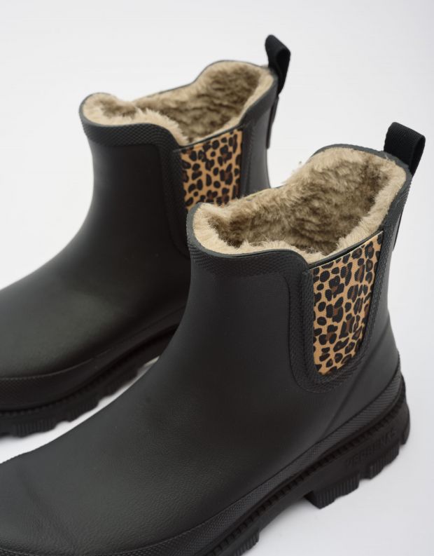 נעלי נשים - Verbenas - מגפוני גומי עם פרווה LUA - שחור מנומר