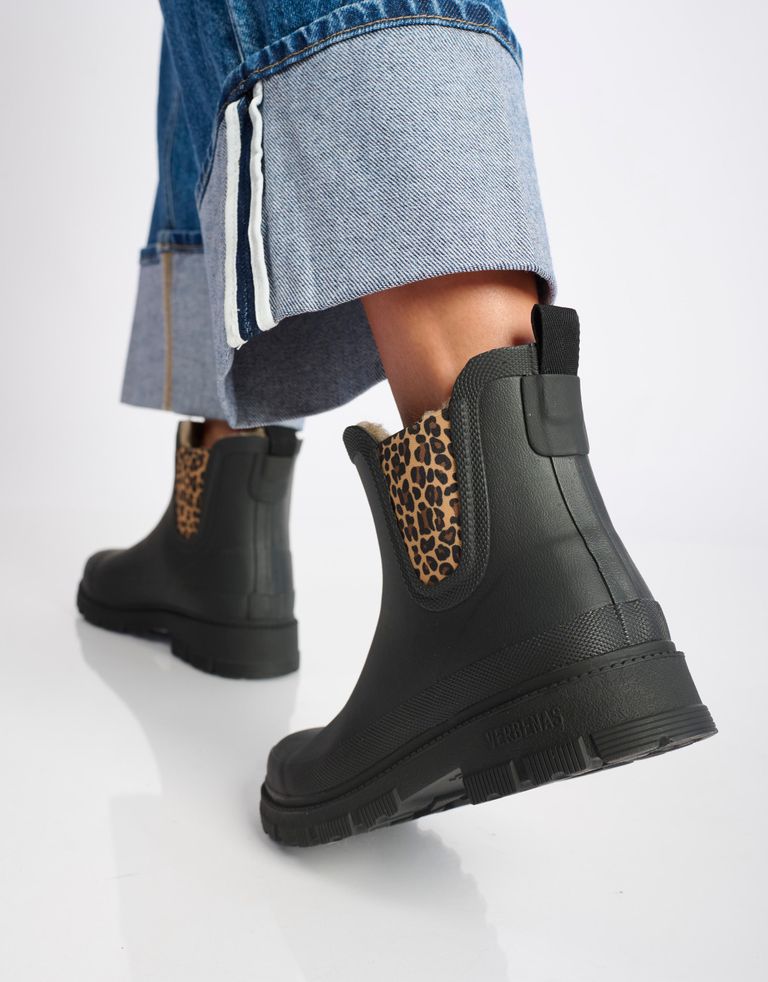 נעלי נשים - Verbenas - מגפוני גומי עם פרווה LUA - שחור מנומר4