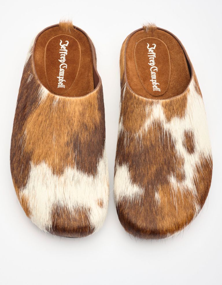 נעלי נשים - Jeffrey Campbell - כפכפי פרווה CONTENT - לבן   חום2