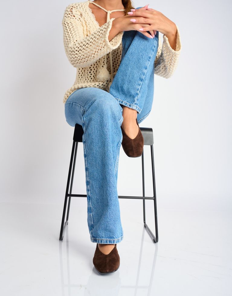 נעלי נשים - Jeffrey Campbell - נעלי סירה שטוחות FATHOM - חום2