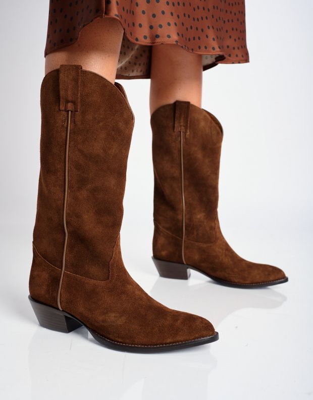 נעלי נשים - Jeffrey Campbell - מגפי בוקרים  HOMESTEAD - חום כהה